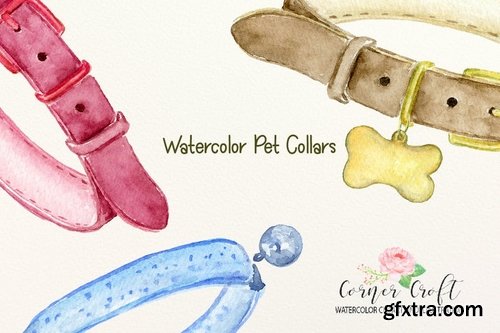 Watercolor Pet Collar Clipart