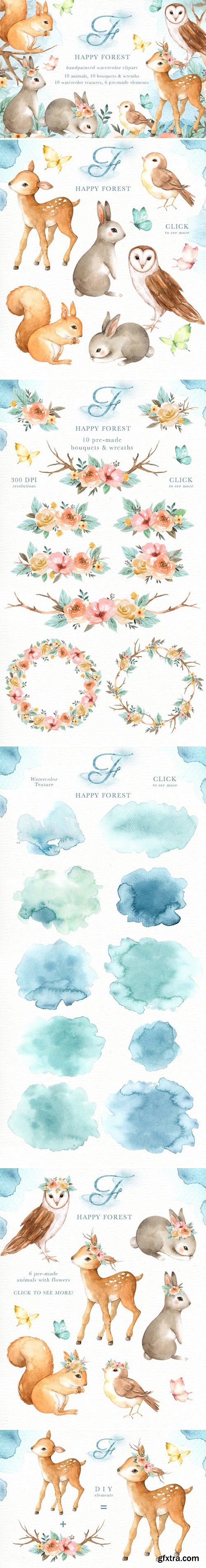 CM - Happy Forest Watercolor Clip Art 2356893