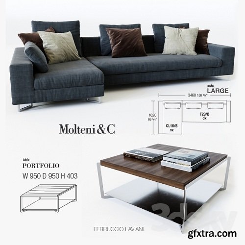 Molteni Sofa Large 3d Model