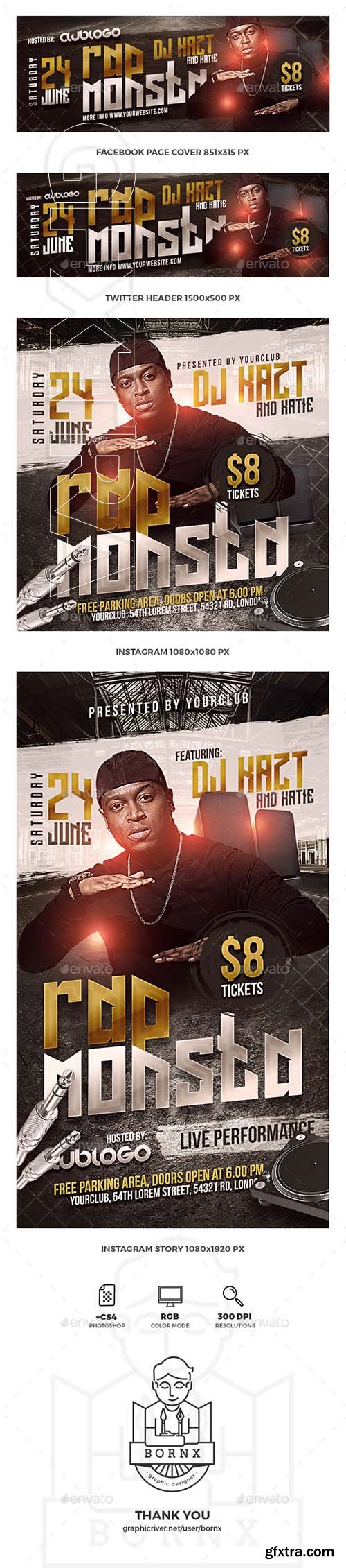 GraphicRiver - Rap Music Social Media Templates 21669741