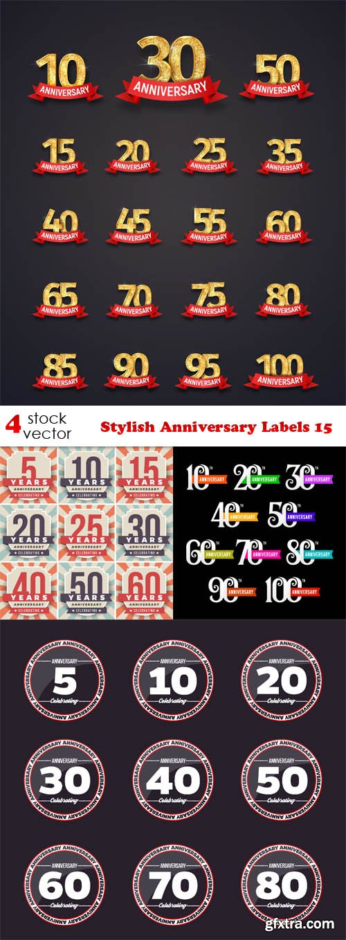 Vectors - Stylish Anniversary Labels 15