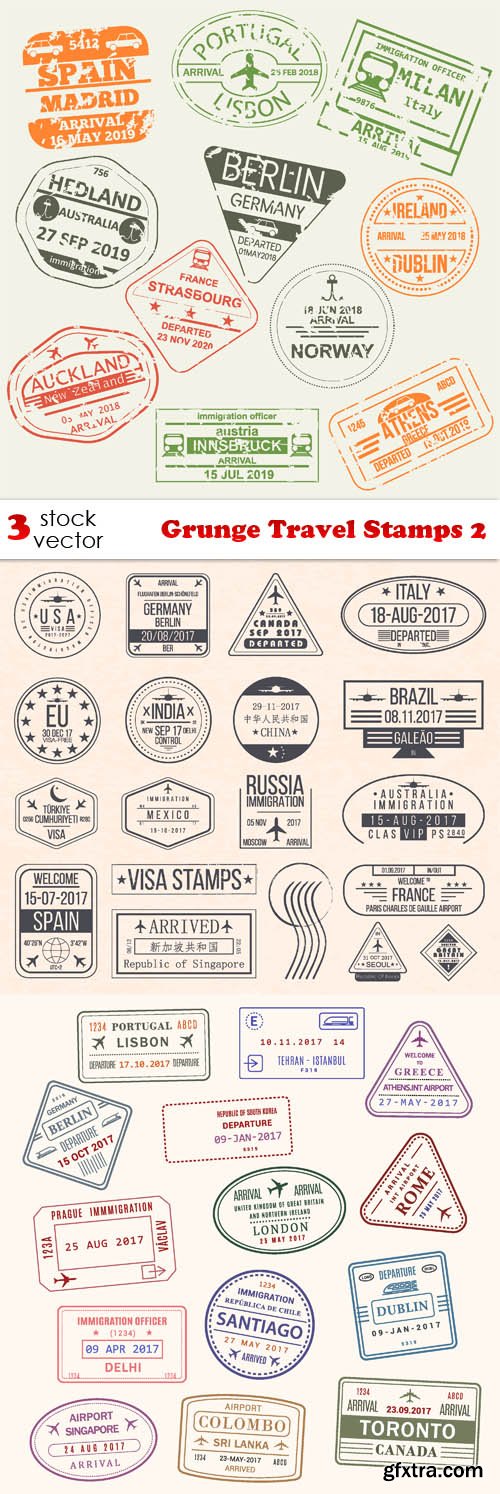 Vectors - Grunge Travel Stamps 2