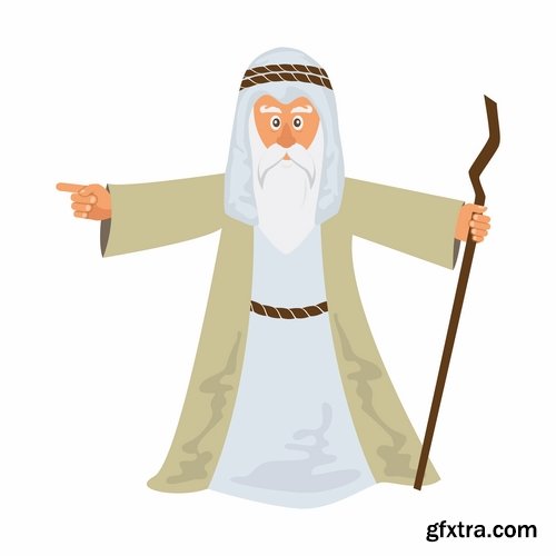 Cartoon Jew Judaism Hebrew Moses 25 EPS