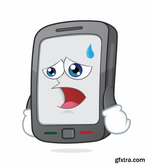 Mobile phone funny cartoon icon 25 EPS