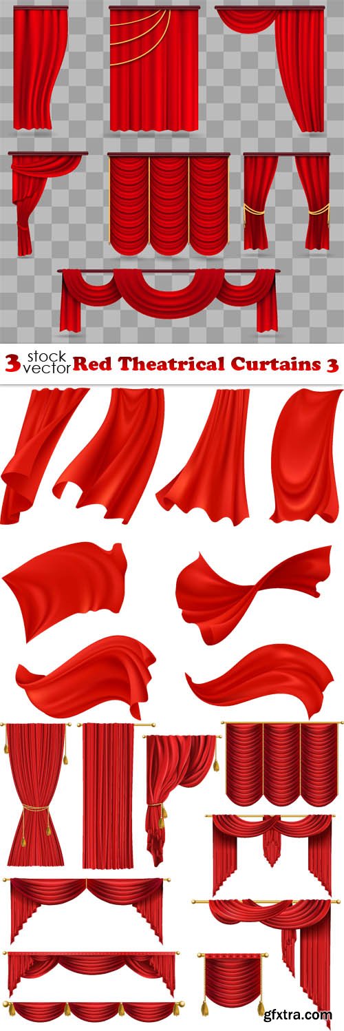 Vectors - Red Theatrical Curtains 3