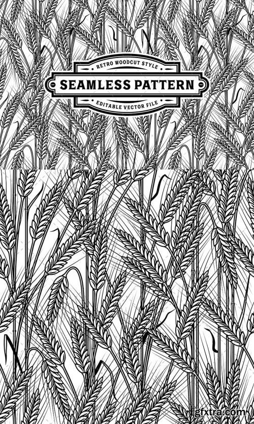 Seamless Cereal Ears Pattern Black And White