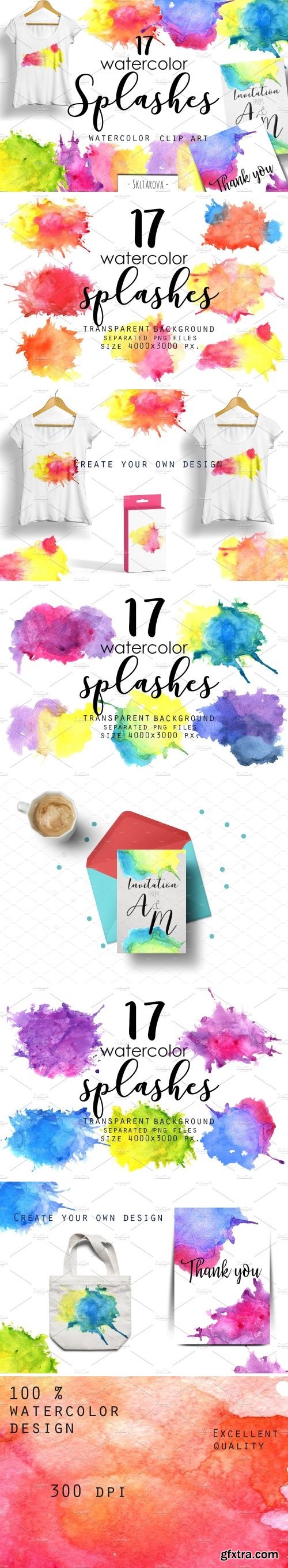 CM - Watercolor splashes. Clip art. 2160297