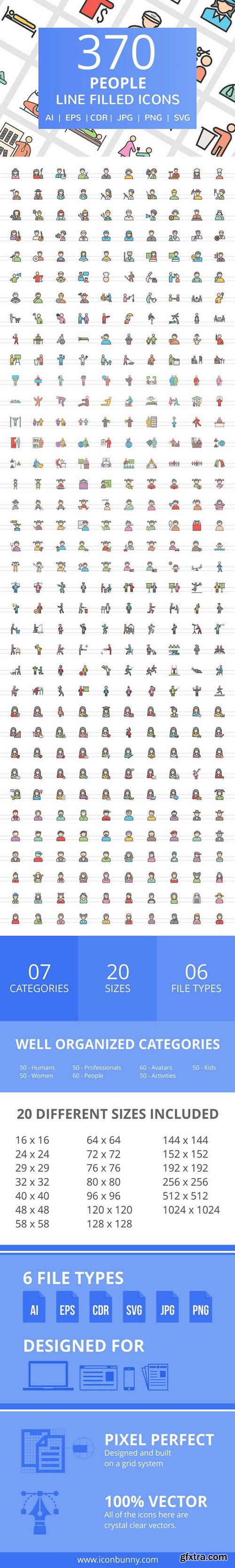 CM - 370 People FIlled Line Icons 2356888