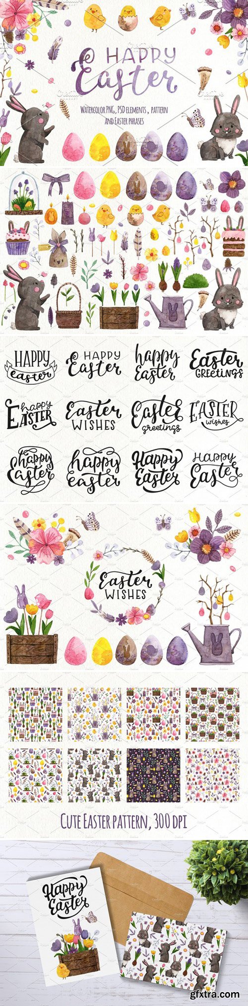 CM - Easter. Watercolor set and lettering 2356222