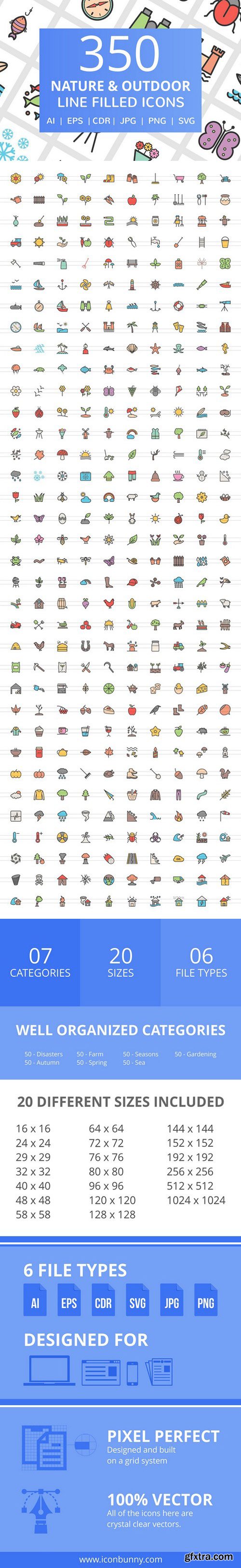 CM - 350 Nature & Outdoor Filled Icons 2356852