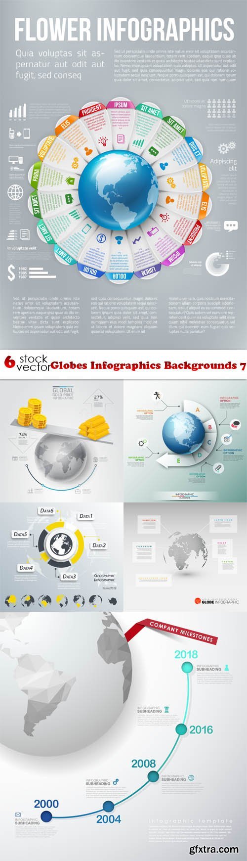 Vectors - Globes Infographics Backgrounds 7