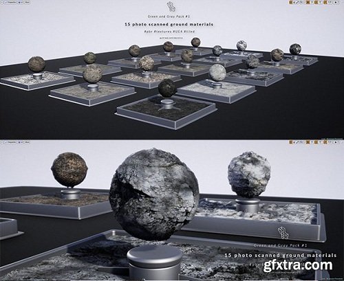 Gumroad – 15 photoscanned ground materials for UE4 – Green and Gray Pack 01