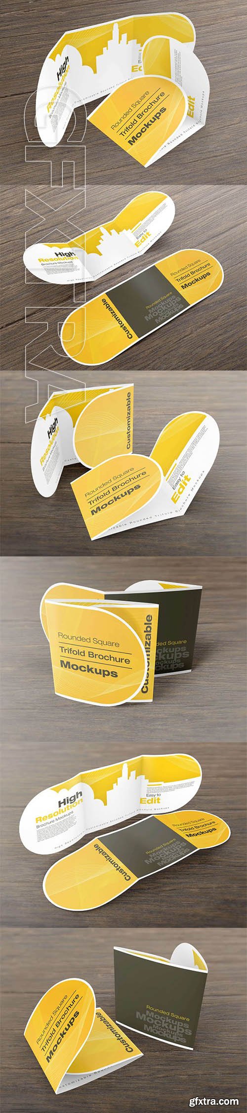 CreativeMarket - Rounded Square Tri-Fold Mockups 2388858