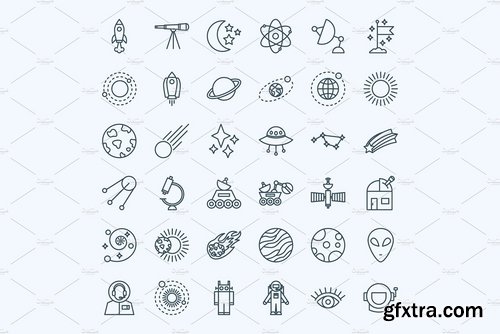 CM - Space Line Art Icons 2379379