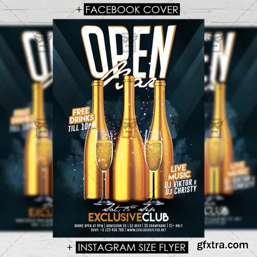 Open Bar – Club A5 Flyer Template