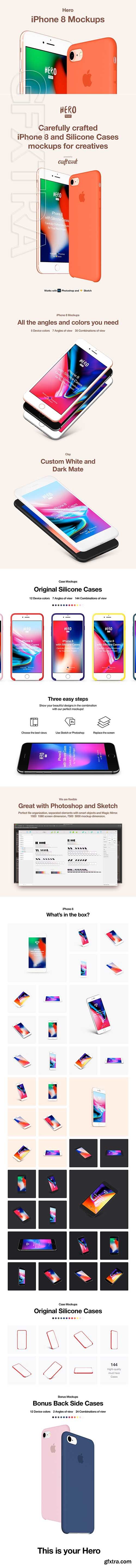 CreativeMarket - HERO iPhone 8 Mockups 2416514