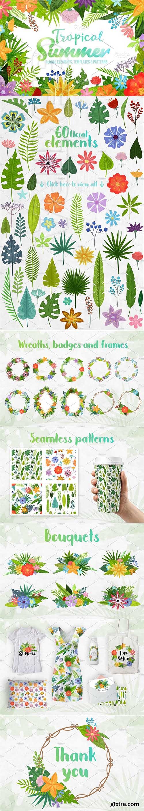 CreativeMarket - Tropical Summer - clipart collection 2406582