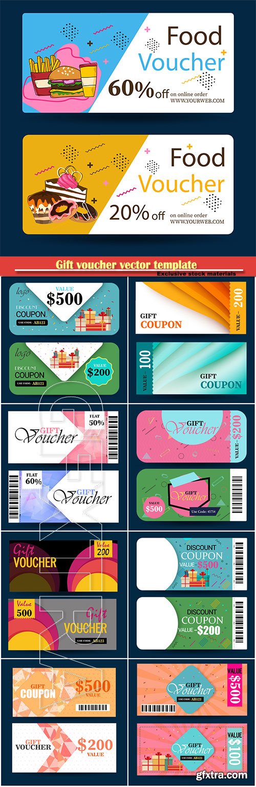 Gift voucher vector template, certificate, discount card, or coupon template