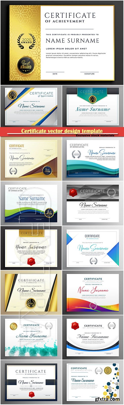 Certificate and vector diploma design template # 62