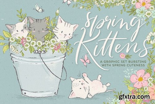 CM - Spring cute kittens graphics bundle 2374623