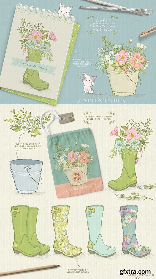 CM - Spring cute kittens graphics bundle 2374623