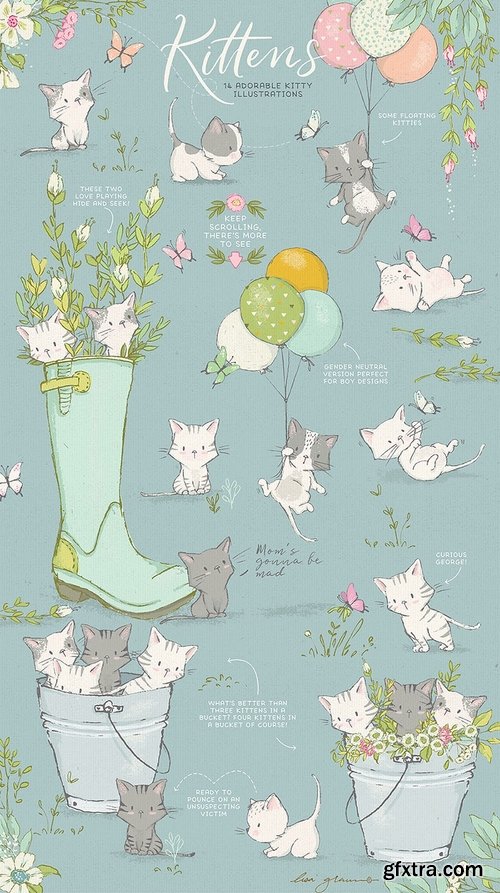 CM - Spring cute kittens graphics bundle 2374623