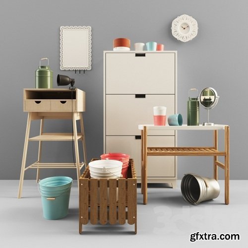 Set IKEA furniture and interior 3d Model