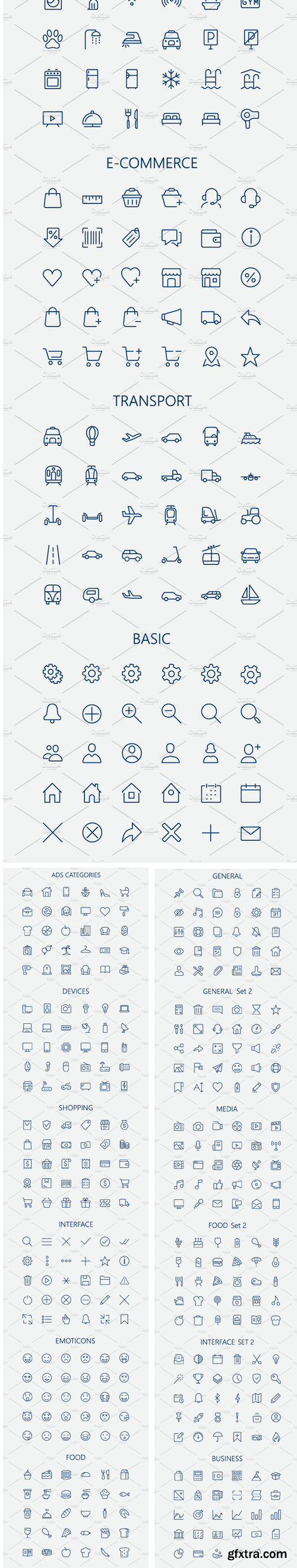 CM - 600 Vector Thin Line Mini Icons Set 2371455