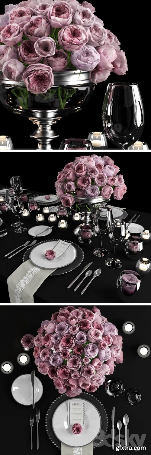 Serving with roses / Table setting with roses