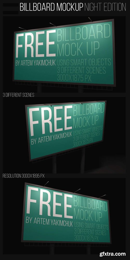 Night Billboard PSD Mockups