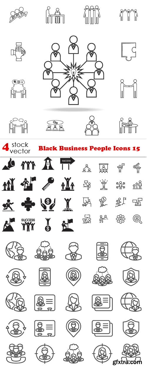 Vectors - Black Business People Icons 15