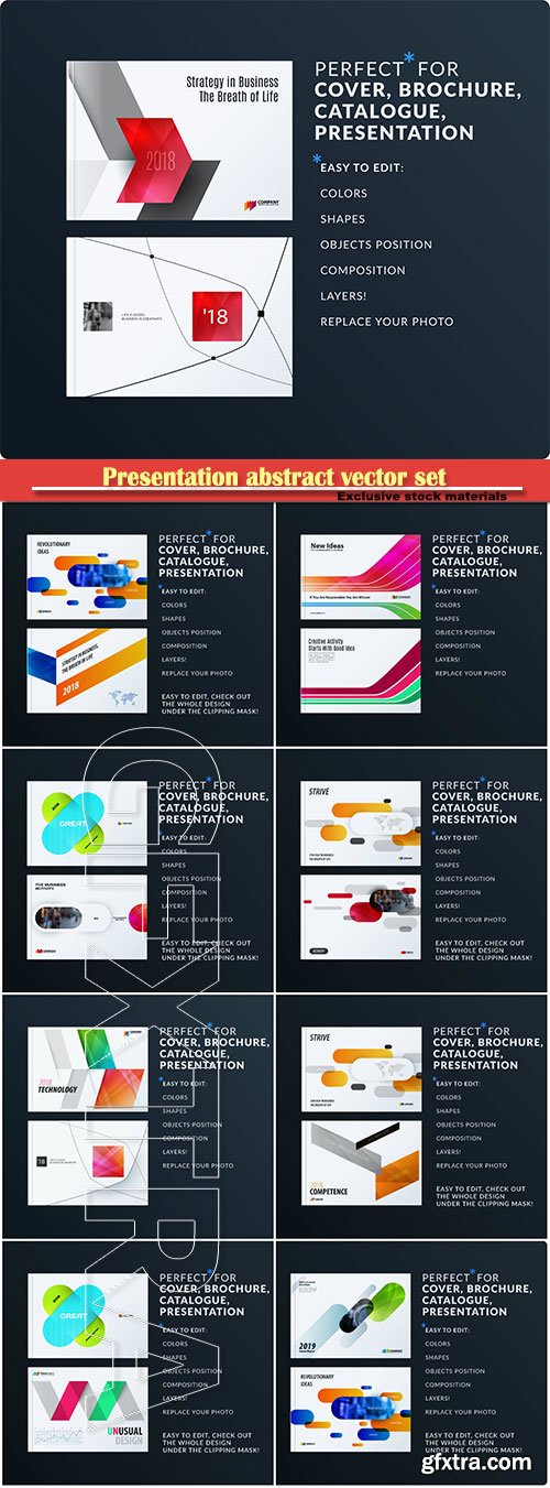 Presentation abstract vector set of modern horizontal business templates