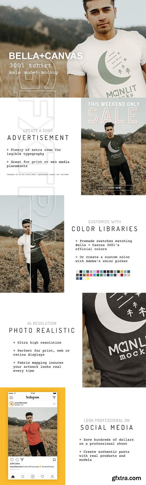 CreativeMarket - Bella Canvas 3001 Shirt Model Mockup 2407814