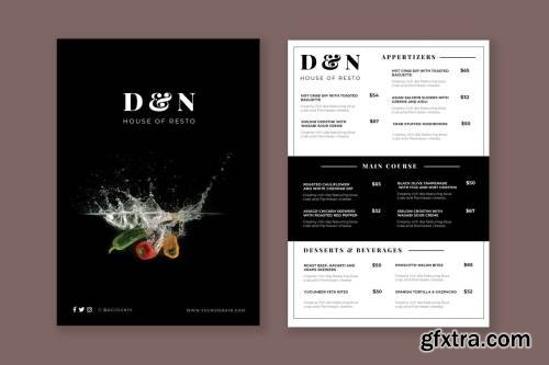 Clean Black Restaurant Menu