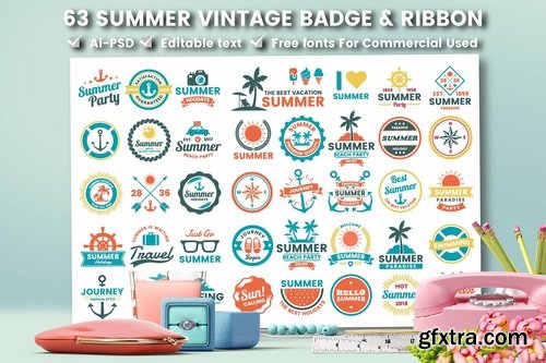 CM - 63 SUMMER VINTAGE BADGE & RIBBON 2360100