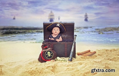 CM - Newborn Pirate Digital PhotoBackdrop 2382675