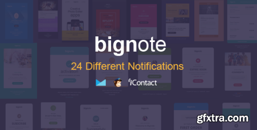 ThemeForest - Bignote v1.0 - 24 Unique Responsive Email Notification set + Online Access - 20283561