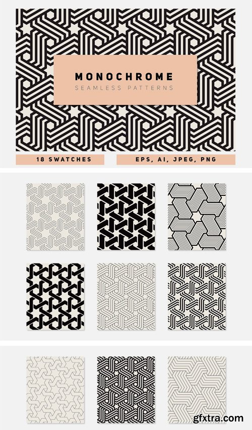 CM - Monochrome Seamless Patterns Set 2370773