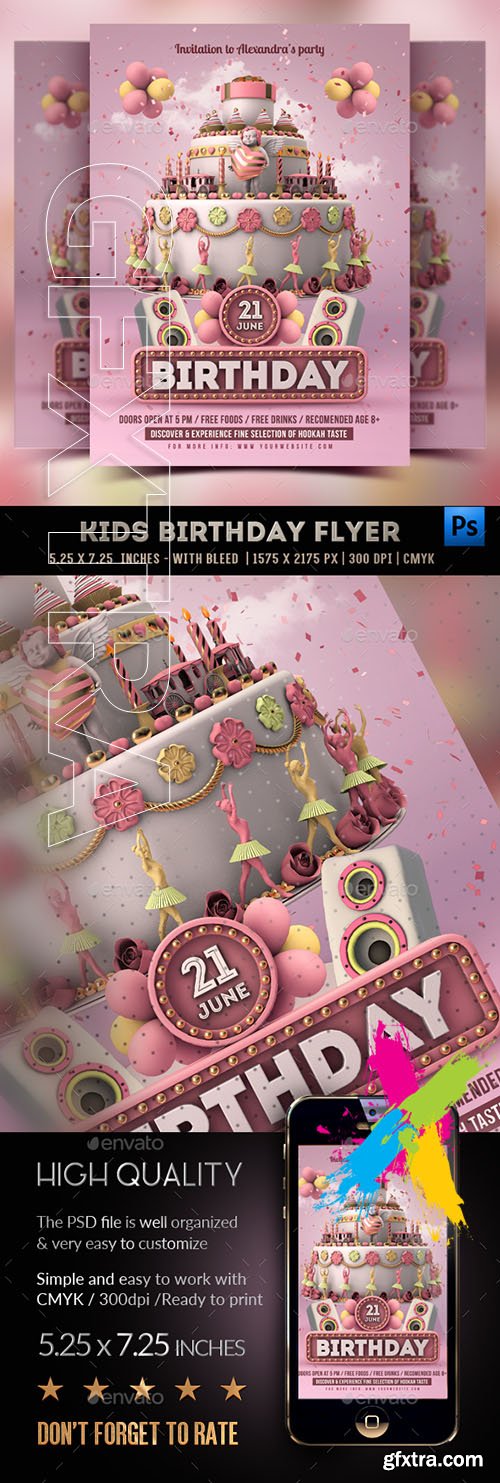 GraphicRiver - Kids Birthday Party - Girls Flyer 21743022