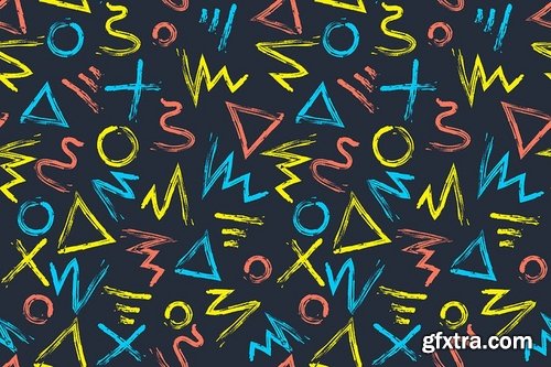 Hand-Drawn Brushstroke Shapes Seamless Patterns