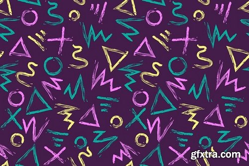 Hand-Drawn Brushstroke Shapes Seamless Patterns