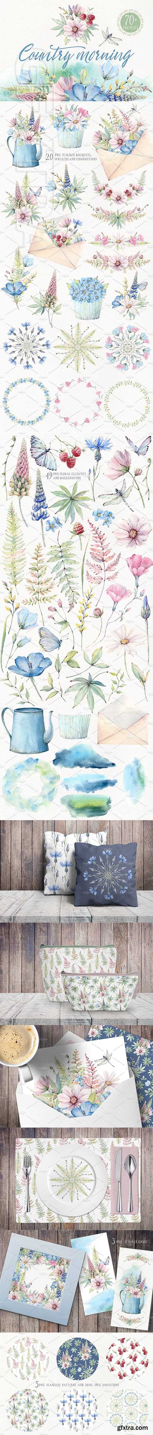 CreativeMarket - COUNTRY MORNING Watercolor set 2412011