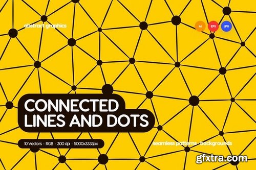 Connected Lines and Dots Seamless Patterns