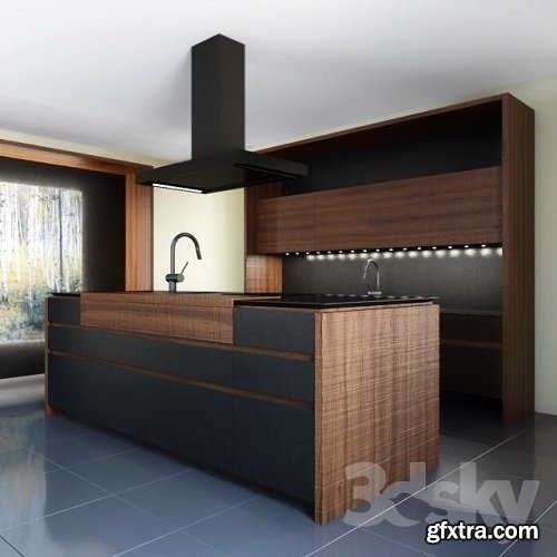 Kitchen Wind Cemento Eta Noir 3d Model