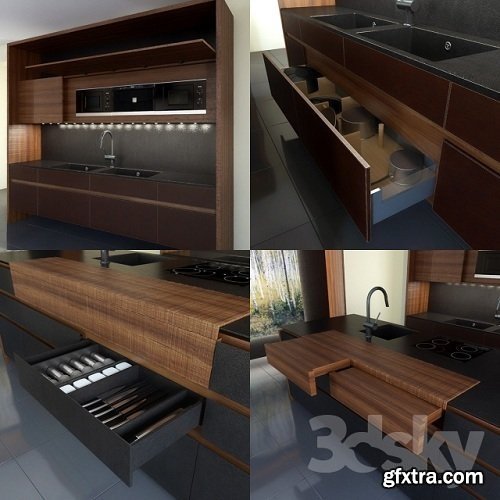 Kitchen Wind Cemento Eta Noir 3d Model