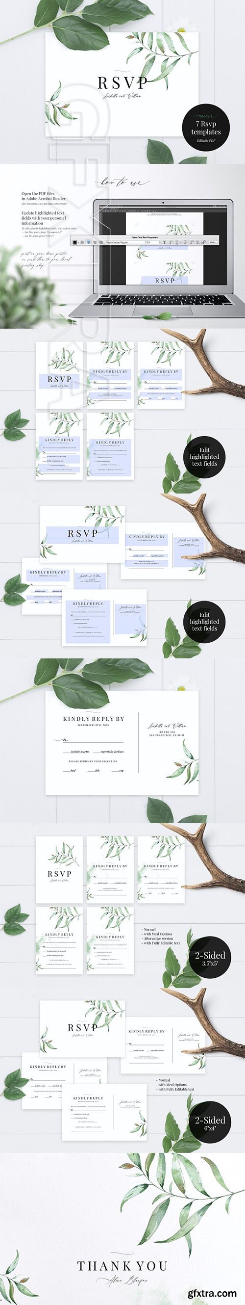 CreativeMarket - Wedding RSVP Card Template, Aurora 2441998