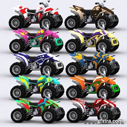 3DRT - chibii racers - quad bikes VR / AR / low-poly 3D model