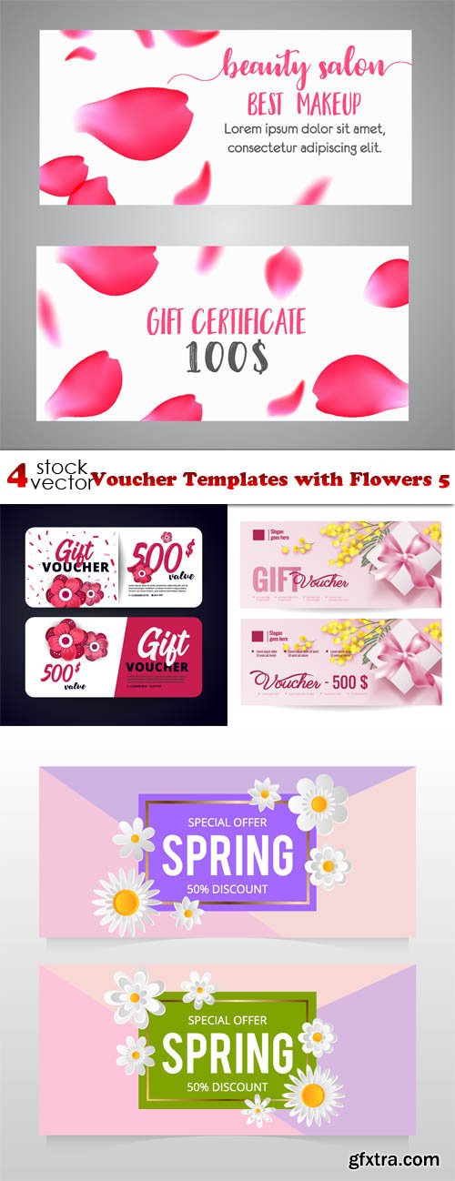 Vectors - Voucher Templates with Flowers 5