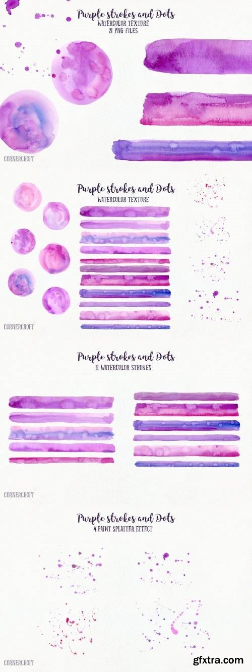 Watercolor Purple Texture Brush Strokes