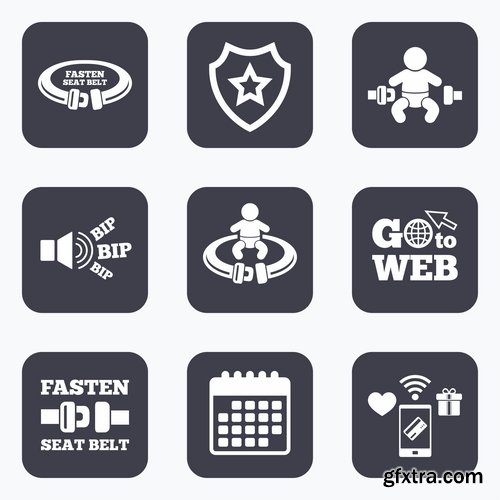 Vector icons flat picture on various subjects 5- 25 EPS